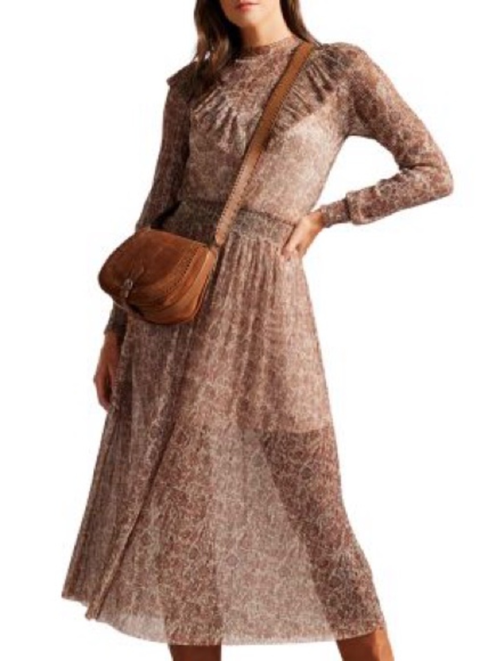 Ted Baker Debbix Printed Long Sleeve Midi Dress
